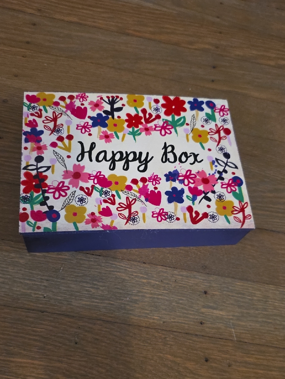 Natural Life "Happy Box" Floral Trinket Box-  7x5"- Multicolor